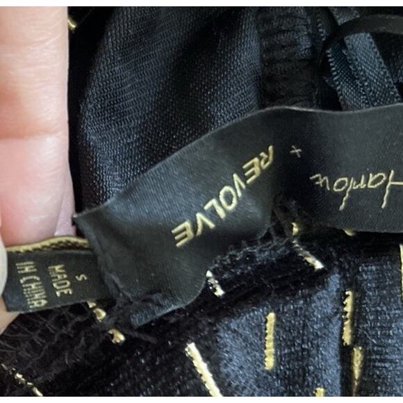 House Of Harlow 1960 X Revolve Catina Pant SP Noir And Gold Velvet Whimsical NWT - Picture 7 of 13